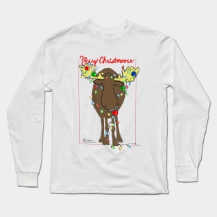 Merry Christmas Moose Art Long Sleeve T-Shirt